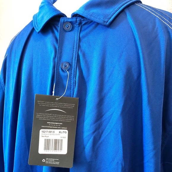 OnTour Royal Blue Button Polo Short Sleeve Men’s Golf Shirt XL - Picture 3 of 8